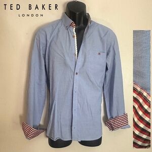 Ted Baker Contrast Button Down Ted size 3 19.5" armpit to armpit